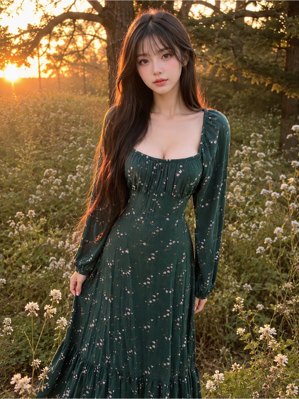 Wanderlight & Woodland Wishes Fair Maiden Cottagecore blooms Maxi Dress